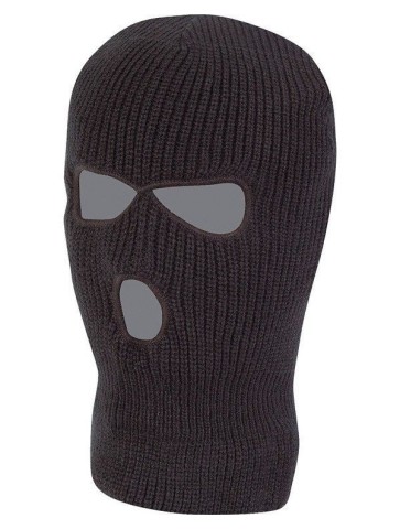 Knitted Balaclava 3 Hole Thermal Acrylic Cold Weather Warm Olive Green Black