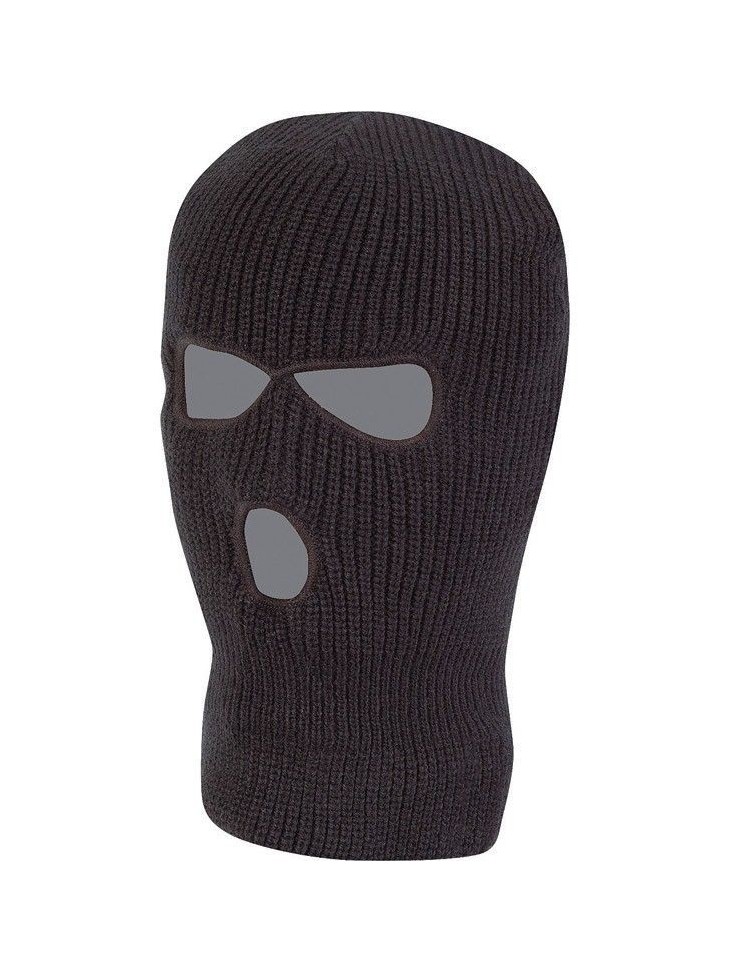 Knitted Balaclava 3 Hole Thermal Acrylic Cold Weather Warm Olive Green Black