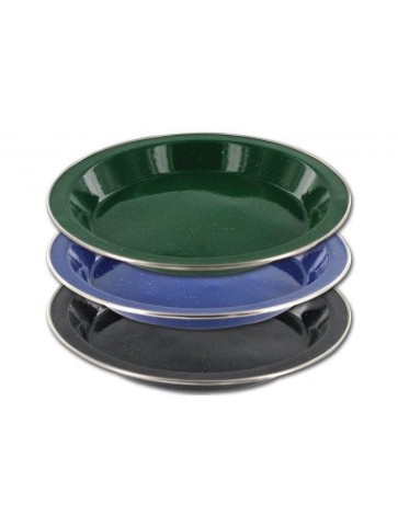 Highlander Deluxe Enamel Plate Camping Vintage Style Black Green Blue