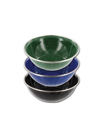 Highlander Deluxe Enamel Bowl Camping Vintage Style Black Green Blue