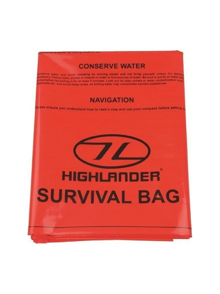 Highlander Waterproof Double Survival Bag  Survival Instructions ORANGE Walking