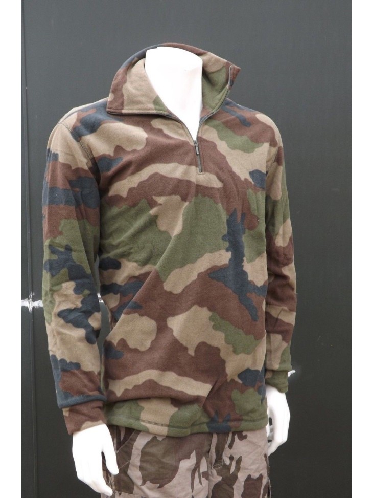 New Genuine Surplus French Army Camouflage Fleece Pullover Jumper Top Camo