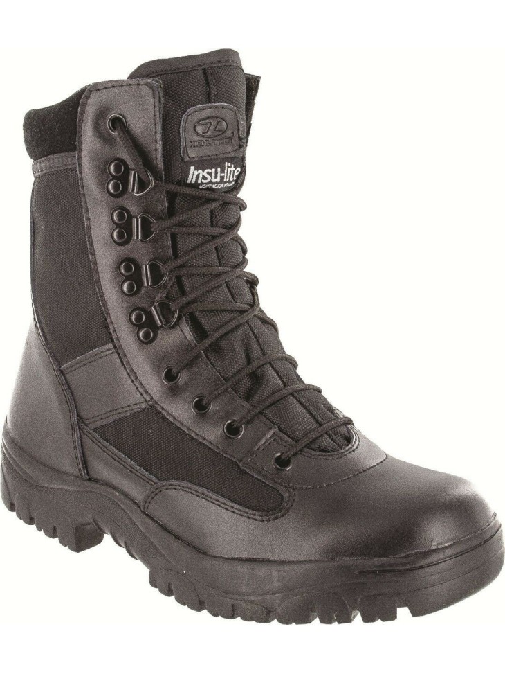 Highlander Alpha Boot Adult & Youth Mens Black Leather Canvas Work Forces Cadets