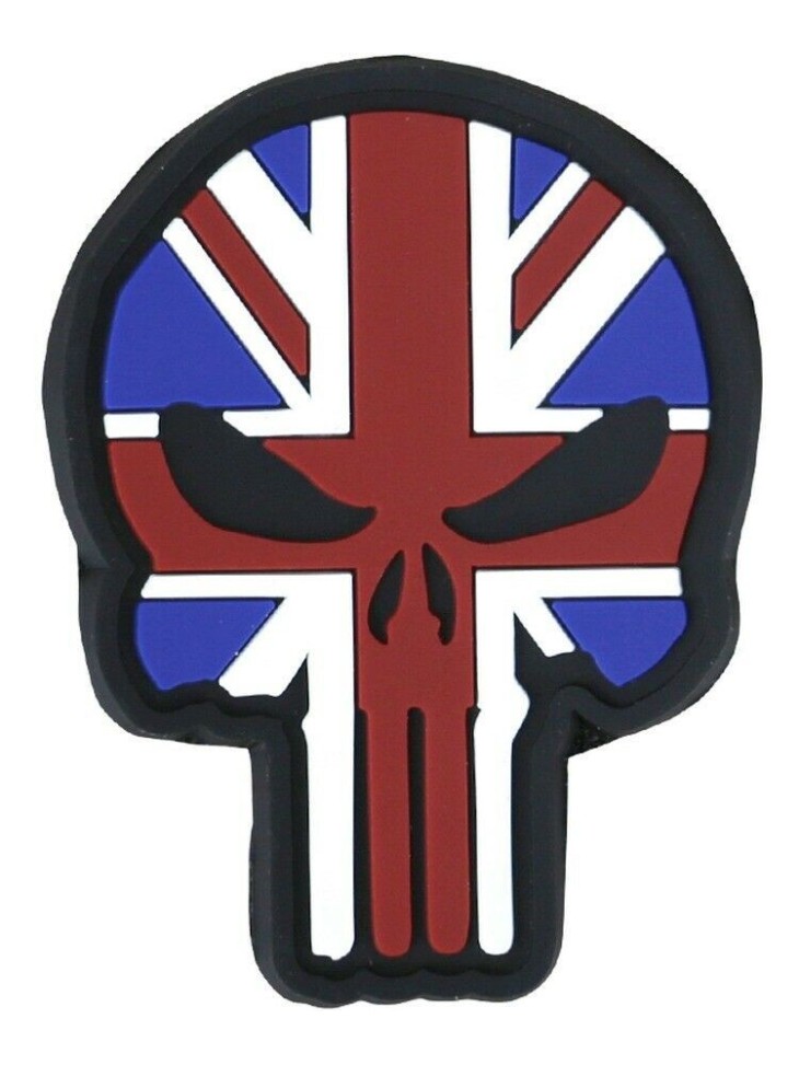 Punisher Skull Patch Morale Badge Tactical Airsoft Army Black OD Tan Cap UK