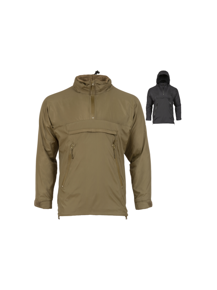 Highlander Halo Smock Lightweight Fleece Lined Pullover Jacket Black Olive Army