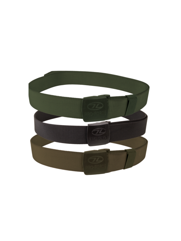 Highlander Operations Belt Nylon Webbing Belt NonMetallic Low Profile Olive Blac