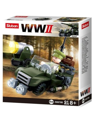 Sluban WWII Allied Forces Jeep construction brick Army Childs Toy B0678B