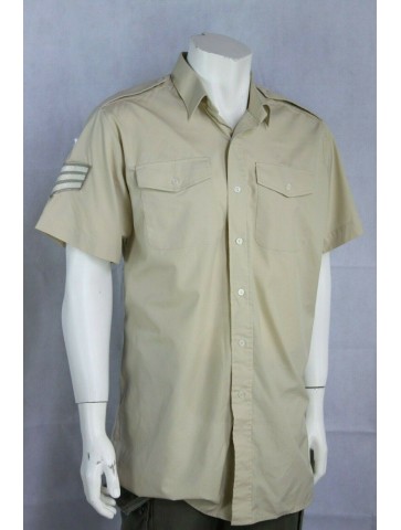 Genuine Badged British Army Fawn Badged Short Sleeve Polycotton Shirt All Size
