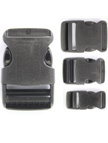 Rounded Side Release Buckles Black Plastic Clips Rucksacks Replacement All Sizes