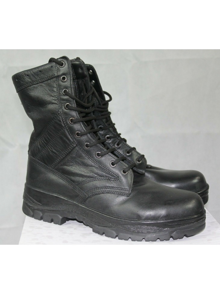 Highlander Classic Black Leather Combat Boot Hi Leg Goth Punk Military Forces