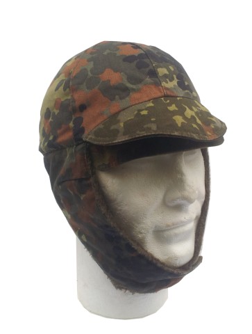 Genuine Surplus German Ex Army Winter Hat Wool Lined Flektarn Peak Cap