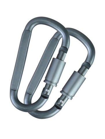 KT Gunmetal Grey Pair Locking Carabinas Camping Hiking Cadets Walking 8mm