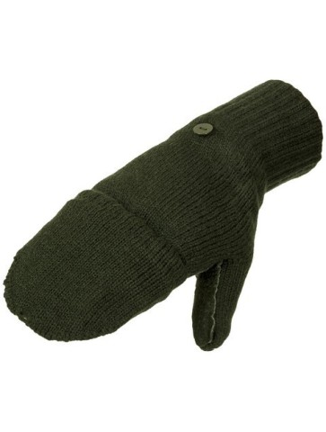 Thinsulate Lined Knitted Foldback Finger Gloves Mitts Thermal Winter Black Green