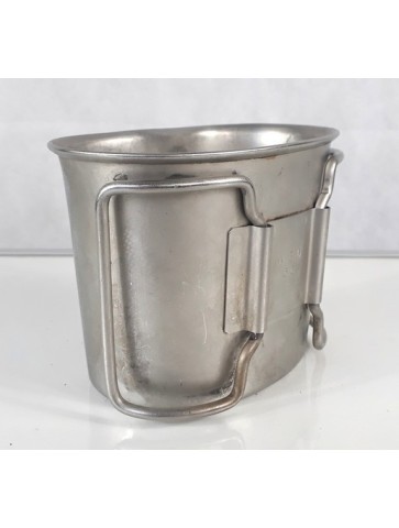 Genuine Surplus Dutch Army Stainless Steel Cup Mug Folding Handles Extra Strong