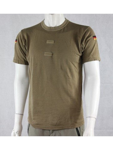 Genuine Army Surplus German T-Shirt Khaki Short Sleeve Tan Cotton Blend Vintage