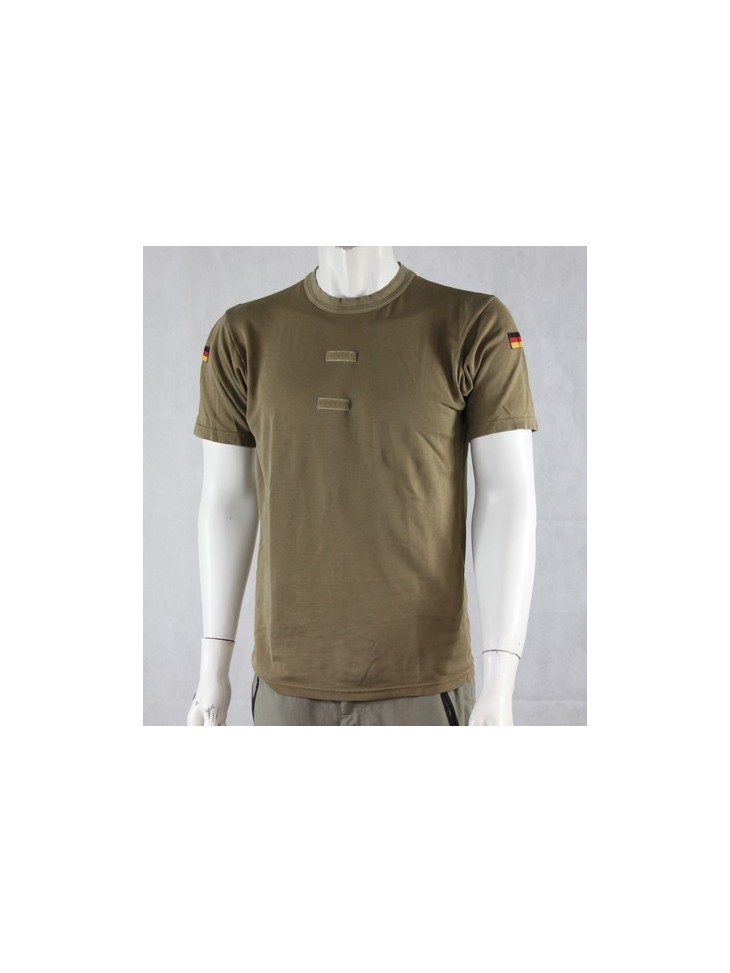 Genuine Army Surplus German T-Shirt Khaki Short Sleeve Tan Cotton Blend Vintage