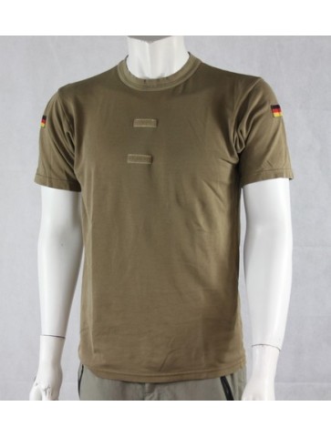 Genuine Army Surplus German T-Shirt Khaki Short Sleeve Tan Cotton Blend Vintage