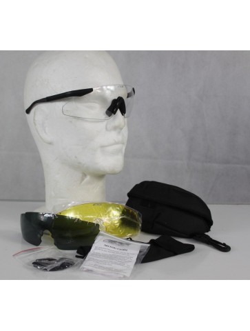 Genuine Surplus ESS Safety Glasses Military Issue Clear Smoke Yellow Lenses 20/200