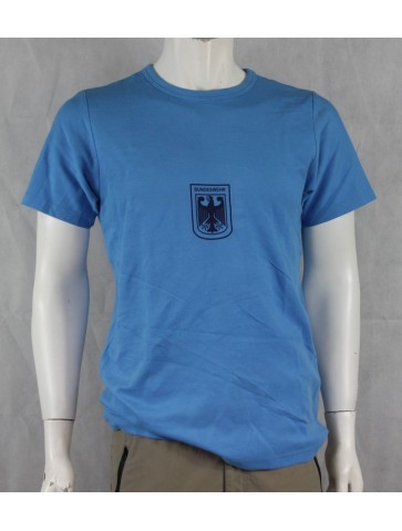 Genuine Army Surplus German Blue PT T-Shirt Short Sleeve Pique Cotton Vintage