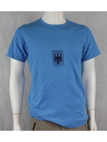 Genuine Army Surplus German Blue PT T-Shirt Short Sleeve Pique Cotton Vintage