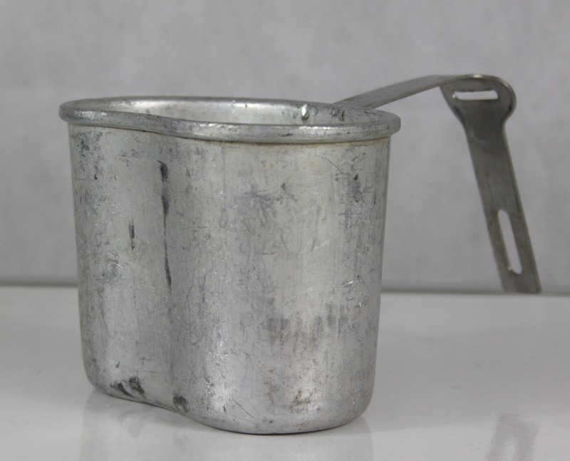 Belgian army surplus aluminium drinking cup mug folding handles 