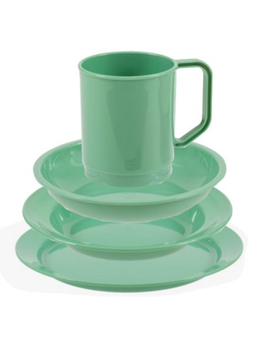Highlander Plastic Camping Cup Mug Plate Bowl Cereal Tough Lightweight Sage