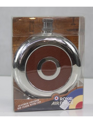 RAF Endorsed Leather Covered Hip Flask Roundel Design 8oz Flask Gift 216