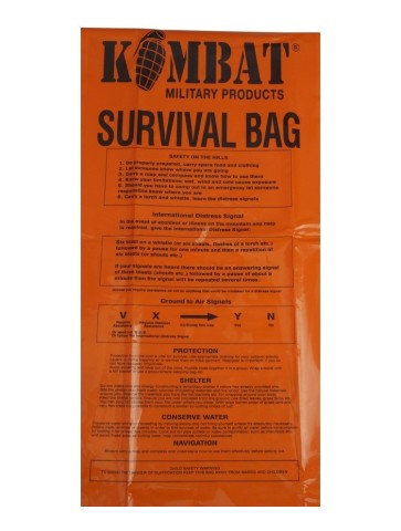 Kombat Waterproof  Survival Bag  Survival Instructions ORANGE Walking