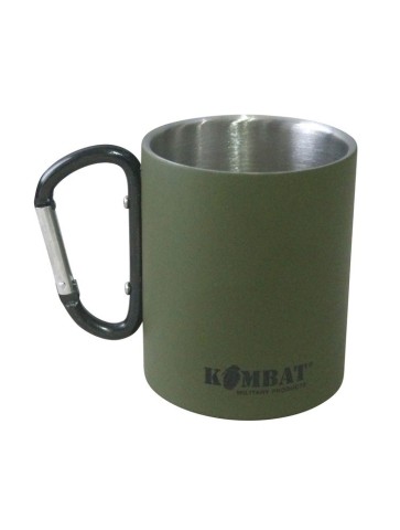 Kombat Carabiner Clip Mug Green Silver Camping Hiking Strong Tough Metal Steel