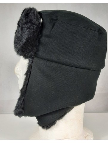Cossack Hat Winter Black Thermal Faux Fur Trapper Hat Size Small Adult
