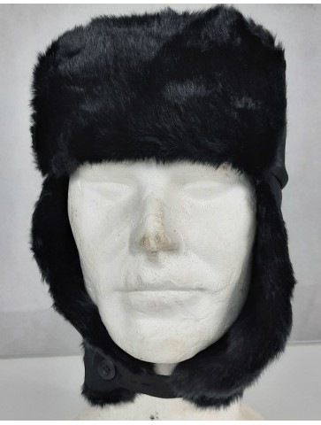 Cossack Hat Winter Black Thermal Faux Fur Trapper Hat Size Small Adult