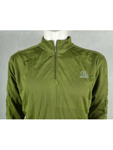 Highlander ClimateX Base Layer Long Sleeve Zip Neck T-Shirt Vest Wicking Olive