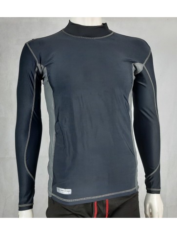 Highlander Pro Comp Mens Base Layer Long Sleeve T-Shirt Vest Wicking Black Grey