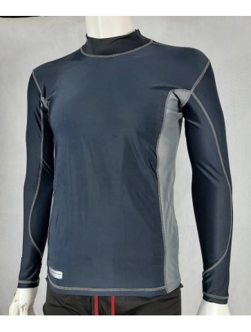 Highlander Pro Comp Mens Base Layer Long Sleeve T-Shirt Vest Wicking Black Grey