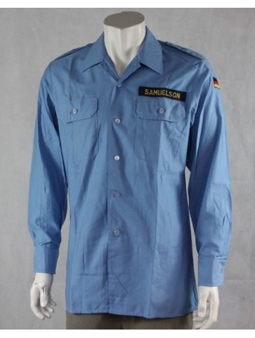 Genuine Surplus German Naval Shirt Pale Blue Cotton Blend Long Sleeve Navy Army