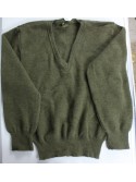 Genuine Surplus Dutch Wool Mix Jumper Olive Green V-Neck Rib 36" XS