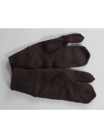 Genuine Surplus Knitted Brown Gloves Mittens Single Finger Army East European