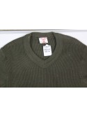 Genuine Surplus French Wool Mix Jumper Olive Green V-Neck Rib 34" XS