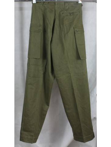 Genuine Surplus Dutch Vintage Herringbone Trousers Olive Green Combats (380)