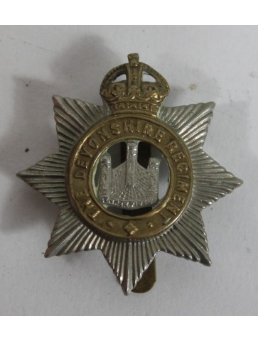 Genuine Surplus The Devonshire Regiment Cap Badge Metal Kings Crown (588)
