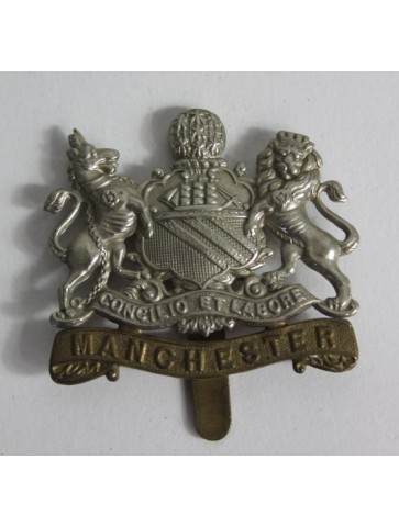 Genuine Surplus Manchester Regiment Cap Badge Metal Infantry (592)