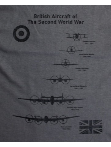 British RAF Planes WW2 Exclusive Printed T-Shirt Military Forces Aviation Grey