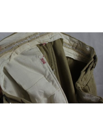 Vintage 1950's chinos trousers beige khaki turn-up hems pleat front 28-30"W (737