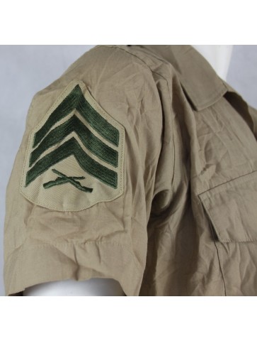 Genuine Surplus Vintage US Army Shirt Badged Khaki Sand Short Sleeve