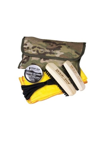 Web-tex Boot care Kit Multicam Cleaning Kit Pouch Brushes Polish