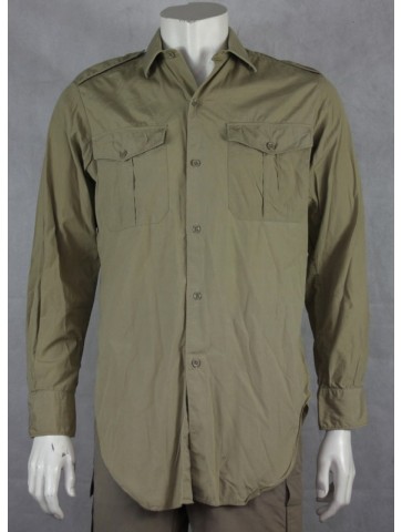 Genuine Surplus French Army Tropical Dress Shirt Sand 37cm Collar (869)