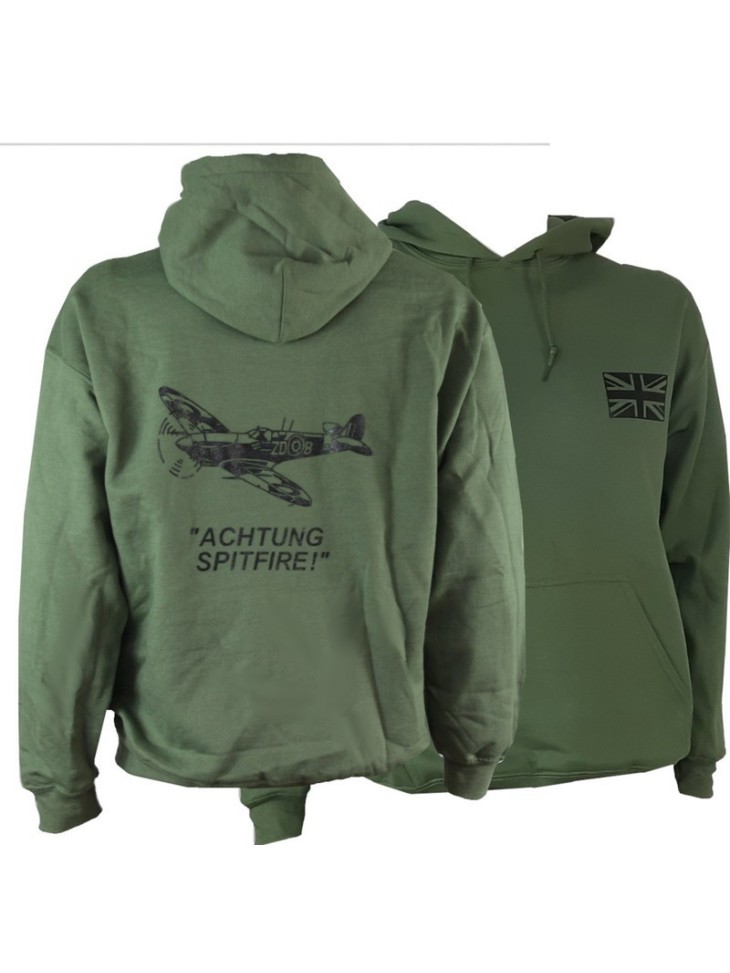 Achtung Spitfire Exclusive Printed Hoodie Warm Army Military Aviation airforce