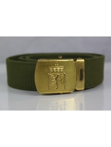 Genuine Surplus Danish Army Olive Webbing belt with Insignia Buckle Brass Colour