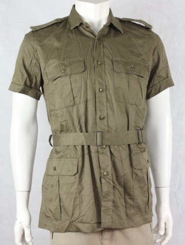 Genuine Surplus Italian Safari Shirt Khaki Beige Sand Belted Lightweight Cotton