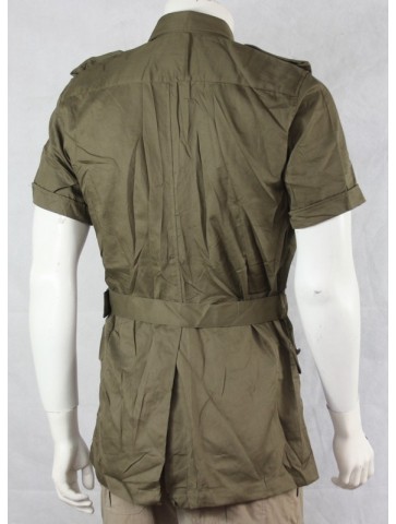 Genuine Surplus Italian Safari Shirt Khaki Beige Sand Belted Lightweight Cotton